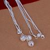 Popular Silver Color Plated Brass 3-strand Snake Chain Necklaces NJEW-BB12826-3