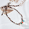 Alloy with Colorful Glass Pendant Polyester Collar Knot Tie Necklaces for Women NJEW-SP0001-17B-4