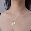 201 Stainless Steel Dog with Heart Pendant Necklace NJEW-OY001-27-2