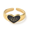 Ion Plating(IP) 304 Stainless Steel Enamel Heart with Eye Cuff Finger Rings RJEW-L107-062G-02-2