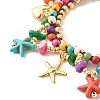 Ocean Animal Theme Braided Bead Bracelet X-BJEW-JB07285-6