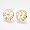 Brass Cubic Zirconia Stud Earrings KK-S350-040G-1