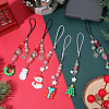 6Pcs 6 Styles Christmas Acrylic & Glass & Resin Mobile Straps HJEW-SC0002-97-4