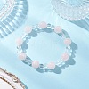 Natural Rose Quartz & Synthetic Quartz Crystal Round Beaded Stretch Bracelets BJEW-JB12246-02-1