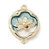 Brass Enamel Oval with Flower Connector Charms KK-M308-06G-02-1