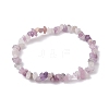 Natural Lepidolite/Purple Mica Stone Chips Beaded Stretch Bracelets for Women BJEW-JB10046-08-2