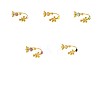 304 Stainless Steel & Nstural Gemstone & Cubic Zirconia Cuff Rings for Women STAS-OY012-53G-1