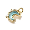 Brass Micro Pave Clear Cubic Zirconia with Glass Charms X1-KK-G525-06G-01-2