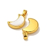 Rack Plating Brass Natural White Shell Pendants KK-U025-06G-01-2