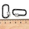 Oval Brass Micro Pave Clear Cubic Zirconia Locking Carabiner KK-H256-01P-3