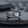 Rhombus Alloy Rhinestone Finger Ring Set for Women PW-WG51C17-01-2