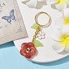 Flower Acrylic Imitation Gemstone Pendant Keychain KEYC-JKC00692-02-3