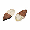 Transparent Resin & Walnut Wood Pendants RESI-N025-031-A02-3