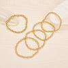 5Pcs Round Brass Beaded Stretch Bracelets for Women BJEW-SW00151-4