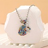 Alloy Colorful Rhinestone Pendant Necklaces for Kid FS-WG8D677-02-1