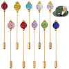 10Pcs 10 Colors Polymer Clay Rhinestone Round Ball Brass Lapel Pins JEWB-BC00011-1