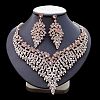 Leaf Zinc Alloy Rhinestone Pendant Necklaces & Stud Dangle Earrings Sets WGB182B-04-1