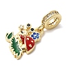 Brass Micro Pave Clear Cubic Zirconia European Dangle Charms KK-C137-19G-2