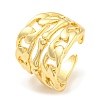 Rack Plating Brass Hollow Curb Chains Open Cuff Rings RJEW-Q784-04G-1