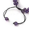 Adjustable Natural Amethyst Braided Bead Bracelets BJEW-E351-01F-3