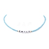 5Pcs 5 Style Glass & Plastic Word Beaded Necklaces Set NJEW-JN04316-5