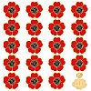 20Pcs Poppy Alloy Enamel Brooch JEWB-FG0001-67-1