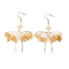 Natural Yellow Quartz Chips Dangle Earrings EJEW-S214-01A-1