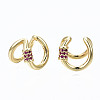 Brass Micro Pave Cubic Zirconia Cuff Earrings EJEW-S210-013-NR-2
