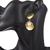201 Stainless Steel Shell Pearl Flat Round Dangle Stud Earrings EJEW-JE06751-01-2