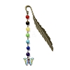 Butterfly Alloy Enamel Pendant Bookmark with Chakra Gemstone Bead AJEW-JK00253-04-1