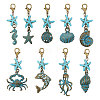 27Pcs 9 Styles Ocean Theme Alloy Pendant Decorations HJEW-CA00098-8