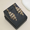 Brass Leaf Tassel Hoop Earrings NW9149-1-1