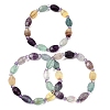 Natural Rainbow Fluorite Faceted Lantern Beaded Stretch Bracelets with Seed Beads for Women GG-CBA3F02-02-4