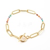 Brass Enamel Link Chain Necklaces & Bracelets & Anklets Jewelry Sets SJEW-JS01193-6