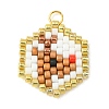 Christmas 304 Stainless Steel & Glass Cylinder Seed Beads Pendants PALLOY-MZ01445-1
