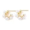 Plastic Pearl Beaded Half Round Stud Earrings LS-EJEW-C060-05G-1