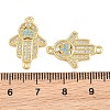 Brass Micro Pave Deep Sky Blue Cubic Zirconia Connector Charms CU-CBAB719-07G-A-3