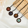 4Pcs 4 Styles Natural & Synthetic Mixed Stone & Wood Flower Pendant Necklaces Set with Adjustable Nylon Cords NJEW-FI0001-42-4