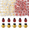 5Pcs Handmade 3D Bees Lampwork Beads & 50Pcs Flower Millefiori Glass Beads Sets LAMP-YW0001-63-2