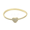 Rack Plating Brass Micro Pave Cubic Zirconia Heart Hinged Bangles for Women BJEW-R317-01B-G-2