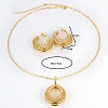 Brass Hollow Donut Pendant Necklaces & Hoop Earrings LV5654-3