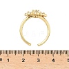 Flower Brass Micro Pave Cubic Zirconia Cuff Rings for Women RJEW-A069-01B-G-5