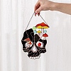 Halloween Stained Acrylic Skull with Mushroom Art Window Planel STGL-PW0001-32B-1