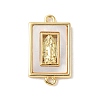 Brass Pave Natural White Shell Religion Connector Charms KK-S522-04B-G-1
