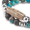 2Pcs 2 Style Mala Bead Bracelets Set with Tibetan Agate Dzi Beads BJEW-JB08020-01-4