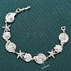 Summer Beach Brass Micro Pave Clear Cubic Zirconia Starfish & Shell Shape Link Chain Bracelets BJEW-C118-02A-P-1