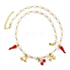 Brass Micro Pave Clear Cubic Zirconia Beaded Necklaces NJEW-Z059-04G-05-2