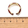 Brass Enamel Cuff Rings for Women RJEW-U040-01G-01-5