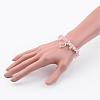 Rose Quartz Charm Bracelets BJEW-JB02543-01-3