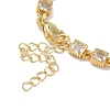 Square Brass Pave Cubic Zirconia Link Chain Bracelets for Women BJEW-P385-04G-07-3